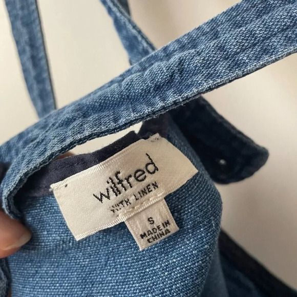 Aritzia Wilfred Tie Waist Denim Linen Lyocell Tank Top Blue Size Small - Picture 4 of 5